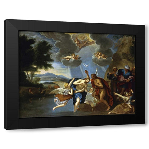 The Baptism of Christ Black Modern Wood Framed Art Print by Circle of Francesco Albani