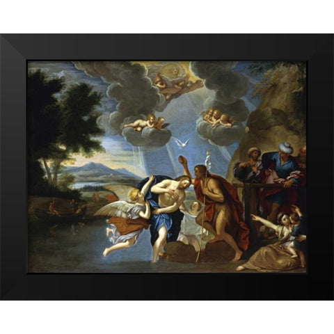 The Baptism of Christ Black Modern Wood Framed Art Print by Circle of Francesco Albani