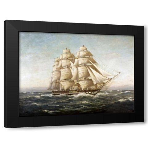 U.S.S. Constitution Black Modern Wood Framed Art Print with Double Matting by Clark, Myron