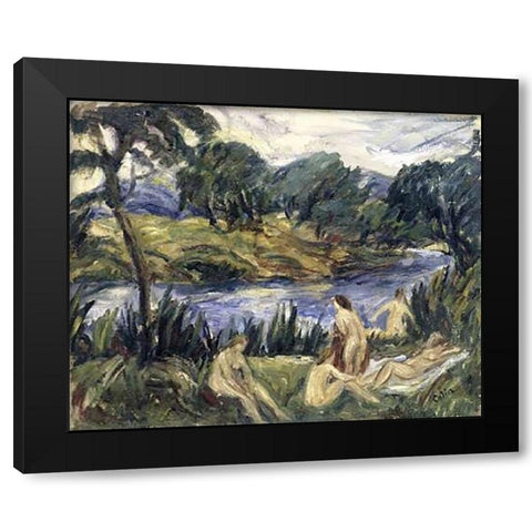 Women At The River Black Modern Wood Framed Art Print by Colin, Gustave