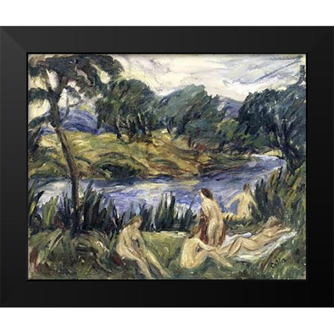 Women At The River Black Modern Wood Framed Art Print by Colin, Gustave