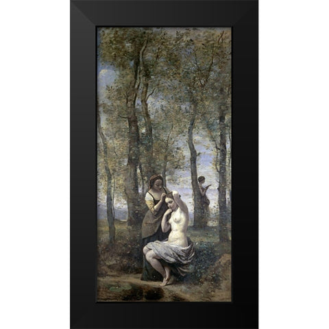 La Toilette Black Modern Wood Framed Art Print by Corot, Jean-Baptiste-Camille