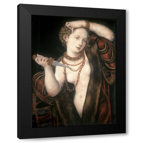 Lucretia Black Modern Wood Framed Art Print with Double Matting by Cranach, Lucas