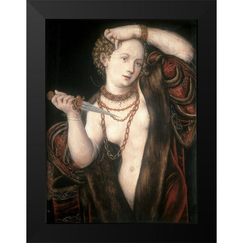 Lucretia Black Modern Wood Framed Art Print by Cranach, Lucas
