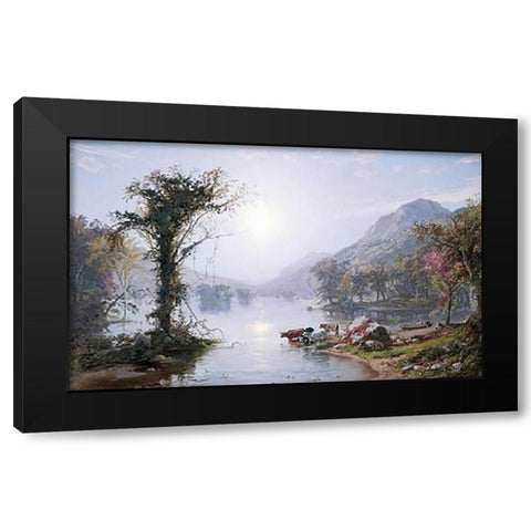 Autumn Lake Black Modern Wood Framed Art Print with Double Matting by Cropsey, Jasper Francis