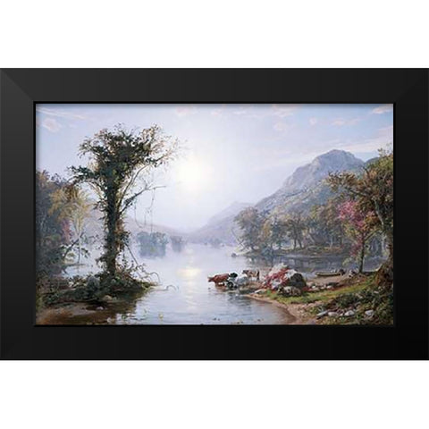 Autumn Lake Black Modern Wood Framed Art Print by Cropsey, Jasper Francis