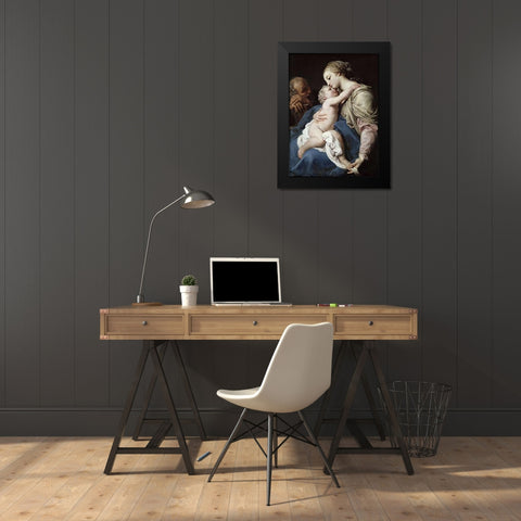 The Family Black Modern Wood Framed Art Print by Da Camerino, Girolamo di Giovanni