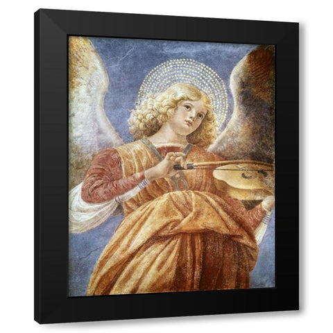 Music Making Angel with Violin Black Modern Wood Framed Art Print by Da Forli, Melozzo