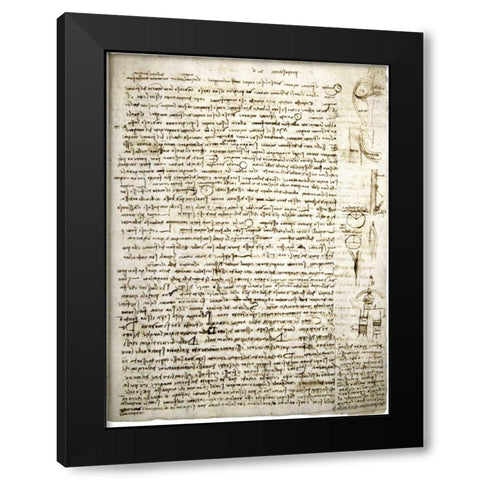 Codex Leicester: River Theories Black Modern Wood Framed Art Print by Da Vinci, Leonardo