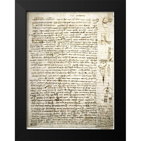 Codex Leicester: River Theories Black Modern Wood Framed Art Print by Da Vinci, Leonardo