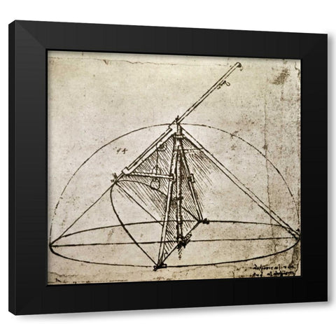 Measuring Instruments Black Modern Wood Framed Art Print by Da Vinci, Leonardo