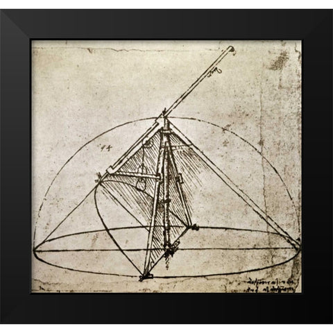Measuring Instruments Black Modern Wood Framed Art Print by Da Vinci, Leonardo