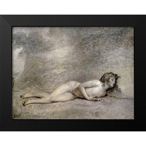 Portrait de Bara Nu Black Modern Wood Framed Art Print by David, Jacques-Louis