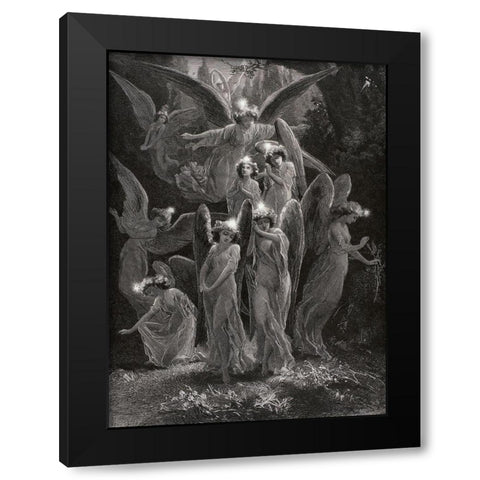 The Dews of Evening, c.1874 Black Modern Wood Framed Art Print with Double Matting by Davis, John S.