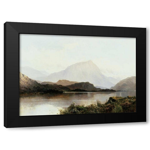 The Hills of Loch Lomond Black Modern Wood Framed Art Print with Double Matting by De Breanski, Alfred