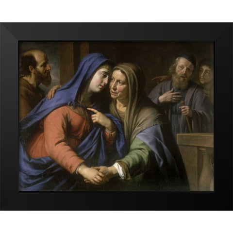 The Visitation Black Modern Wood Framed Art Print by De Champaigne, Philippe