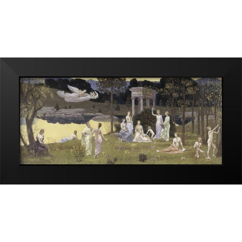 The Sacred Forest Beloved by the Arts and Muses Black Modern Wood Framed Art Print by de Chavannes, Pierre Puvis