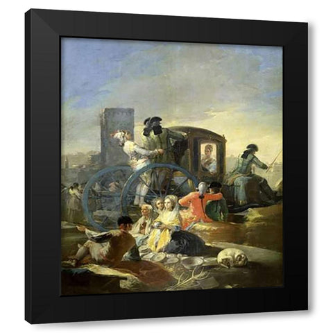 The Pottery Vendor Black Modern Wood Framed Art Print with Double Matting by Goya, Francisco De