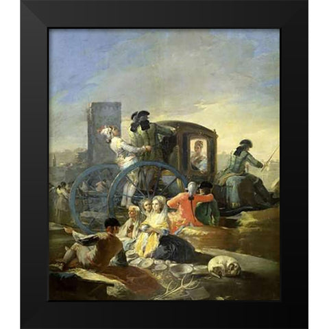 The Pottery Vendor Black Modern Wood Framed Art Print by Goya, Francisco De