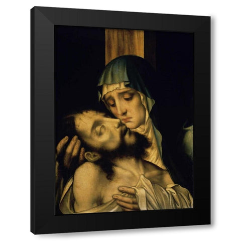 The Pieta Black Modern Wood Framed Art Print with Double Matting by De Morales, Luis