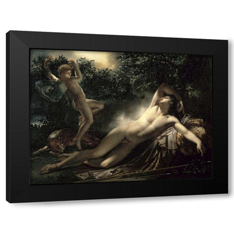 The Sleep of Endymion Black Modern Wood Framed Art Print by De Roucy-Trioson, Anne Girodet