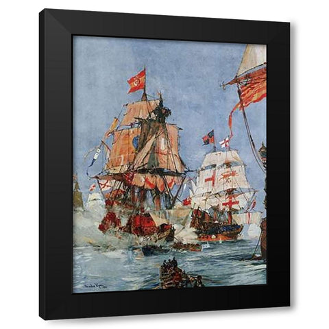 Armada Illustration Black Modern Wood Framed Art Print by Dixon, Charles