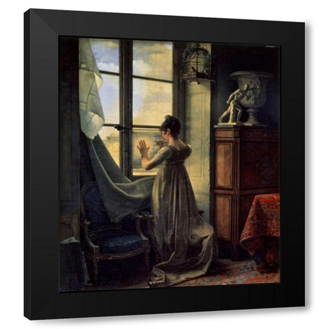 By the Window Black Modern Wood Framed Art Print with Double Matting by Drolling, Martin
