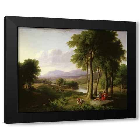 The Berry Pickers Black Modern Wood Framed Art Print with Double Matting by Durand, Asher Brown
