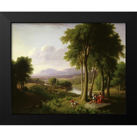 The Berry Pickers Black Modern Wood Framed Art Print by Durand, Asher Brown
