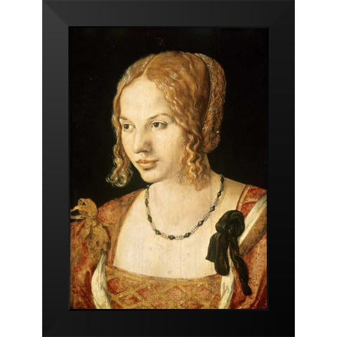 Portrait of a Venetian Lady Black Modern Wood Framed Art Print by Durer, Albrecht