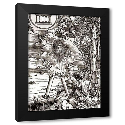St. John Devouring the Book Black Modern Wood Framed Art Print with Double Matting by Durer, Albrecht