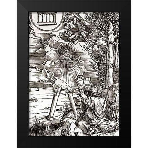 St. John Devouring the Book Black Modern Wood Framed Art Print by Durer, Albrecht