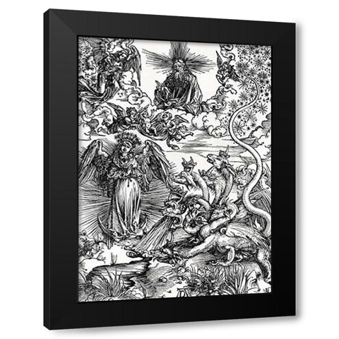 The Apocalyptic Woman Black Modern Wood Framed Art Print by Durer, Albrecht
