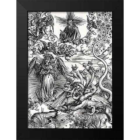 The Apocalyptic Woman Black Modern Wood Framed Art Print by Durer, Albrecht