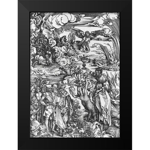 The Beast With Two Horns Like a Lamb Black Modern Wood Framed Art Print by Durer, Albrecht