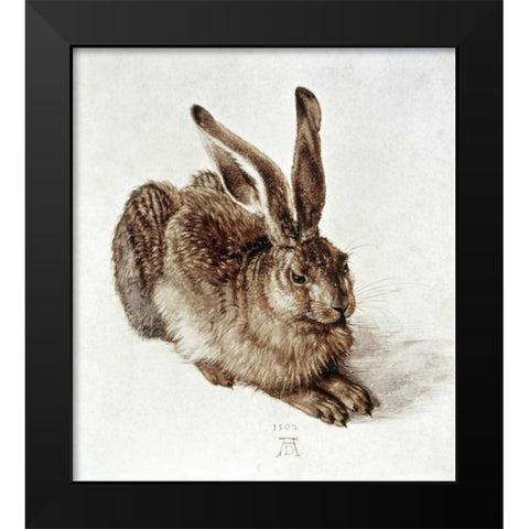 The Young Hare Black Modern Wood Framed Art Print by Durer, Albrecht