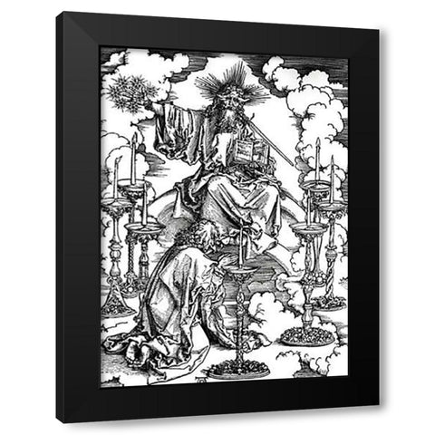 Vision of the Seven Candlesticks Black Modern Wood Framed Art Print with Double Matting by Durer, Albrecht