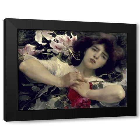 Purity and Passion Black Modern Wood Framed Art Print with Double Matting by Dvorak, Franz