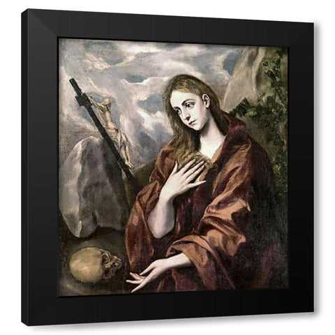 Saint Mary Magdalene Black Modern Wood Framed Art Print by Greco, El