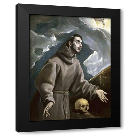 St. Francis Receiving the Stigmata Black Modern Wood Framed Art Print by Greco, El