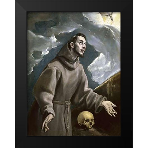 St. Francis Receiving the Stigmata Black Modern Wood Framed Art Print by Greco, El