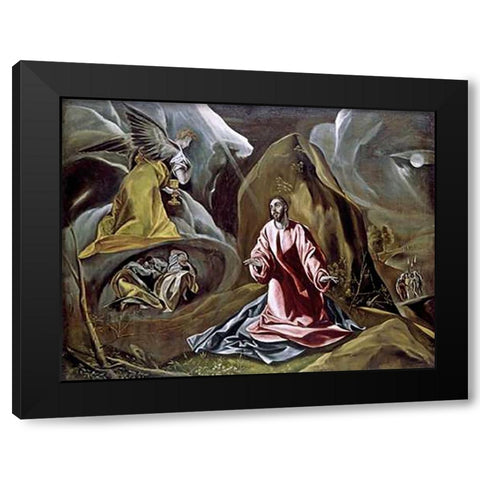 The Agony in the Garden Black Modern Wood Framed Art Print by Greco, El