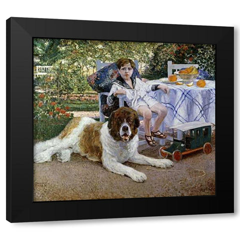 Dos Buenos Amigos Black Modern Wood Framed Art Print with Double Matting by Fader, Fernando
