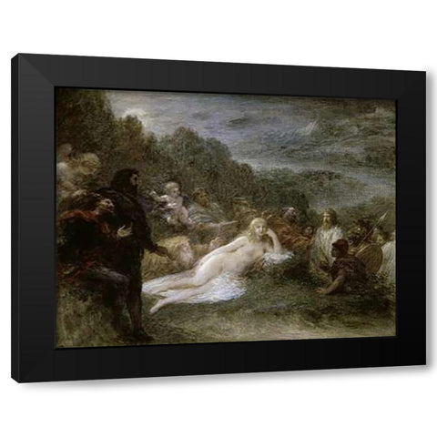 Helene Black Modern Wood Framed Art Print with Double Matting by Latour, Henri Fantin