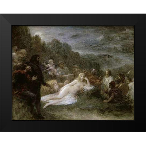 Helene Black Modern Wood Framed Art Print by Latour, Henri Fantin
