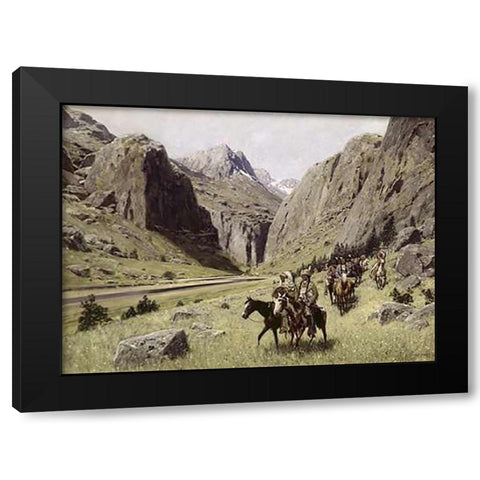Through the Mountains Black Modern Wood Framed Art Print with Double Matting by Farny, Henry Francois