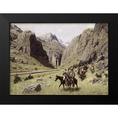 Through the Mountains Black Modern Wood Framed Art Print by Farny, Henry Francois