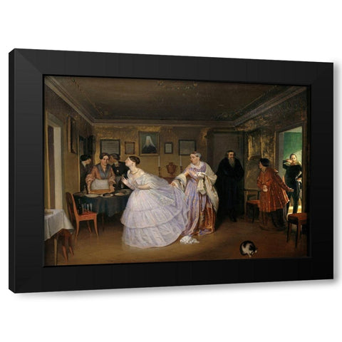 The Major Makes a Proposal Black Modern Wood Framed Art Print with Double Matting by Fedotov, Pavel Andreevic