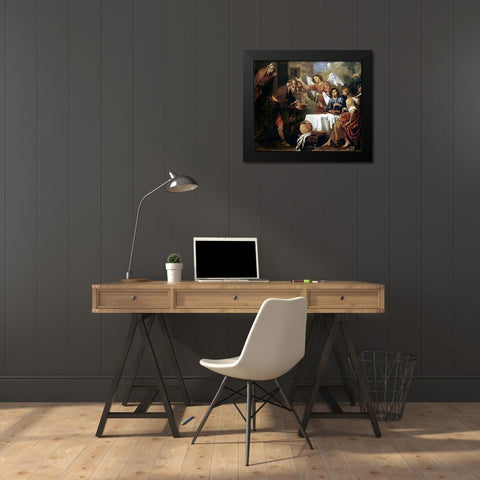 Abraham and The Three Angels Black Modern Wood Framed Art Print by Ferrari, Gaudenzio