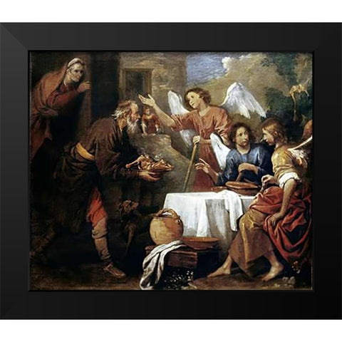 Abraham and The Three Angels Black Modern Wood Framed Art Print by Ferrari, Gaudenzio